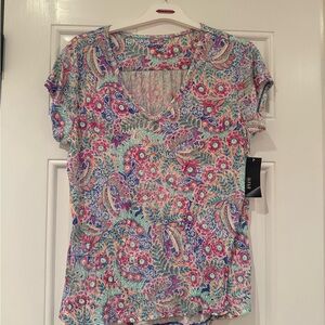 NWT a.n.a Vibrant Paisley V-Neck Blouse